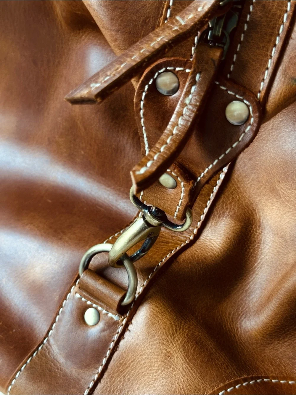 Classic Brown Leather Weekender Duffel Bag for Men